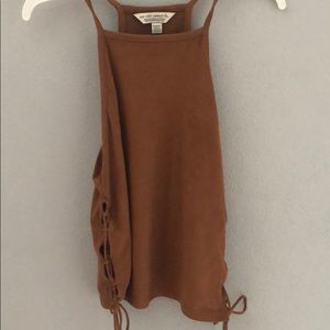 Brown Suede Cropped Tank